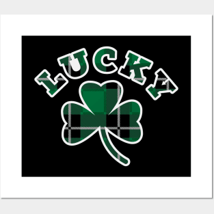 Lucky Three Leaf Clover Flannel Print Pattern Posters and Art